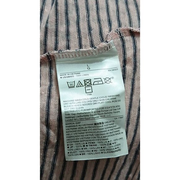 Gap womens large 100% linen tshirt light pink stripe stretch knit - Picture 7 of 7